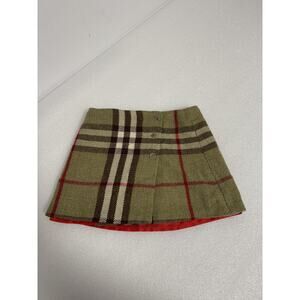 Burberry Skirt Girls 6 Plaid Wool Blend Button Kilt Classic Check School Uniform